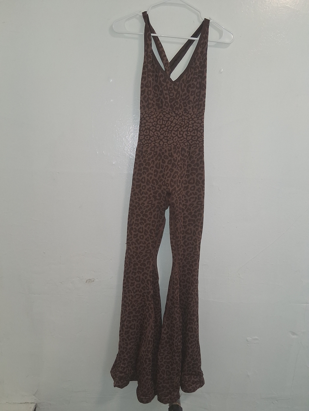 Brown Leopard Print Flared Jumpsuit